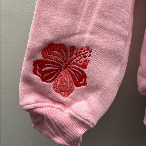 Pink Palm Puff Hoodie Everything Comes In Waves Women Pink Pull Over Hoodie - Picture 7 of 8